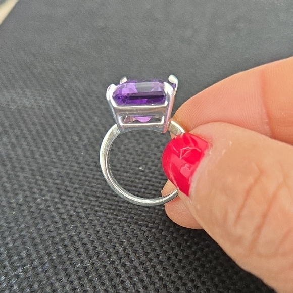 Vintage Tiffany & Co. Sterling Silver "Sparklers" Ring with Amethyst, Size 6 - Picture 3 of 9